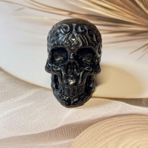 Obsidian Flower Skull