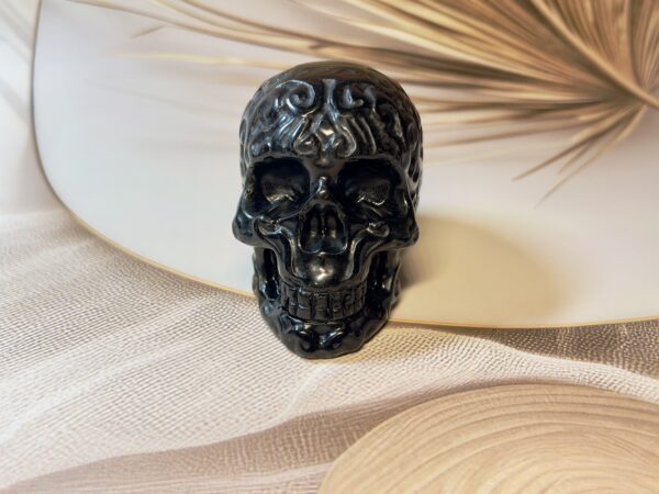 Obsidian Flower Skull