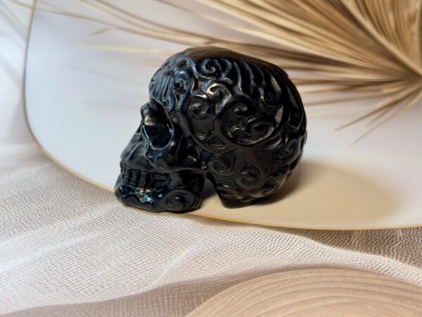 Obsidian Flower Skull