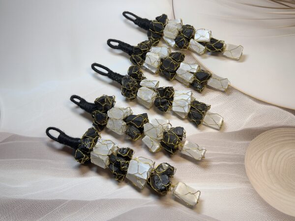 Raw Selenite & Black Tourmaline Hanger