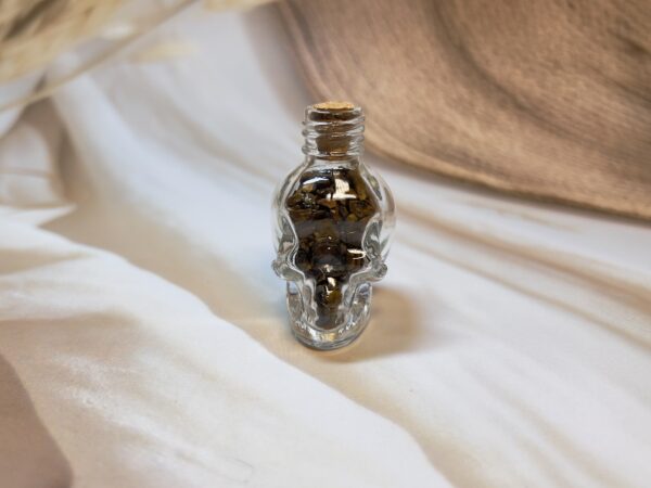 Tiger Eye Skull Wish Bottle