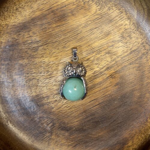 Green Aventurine Sphere Owl Pendant