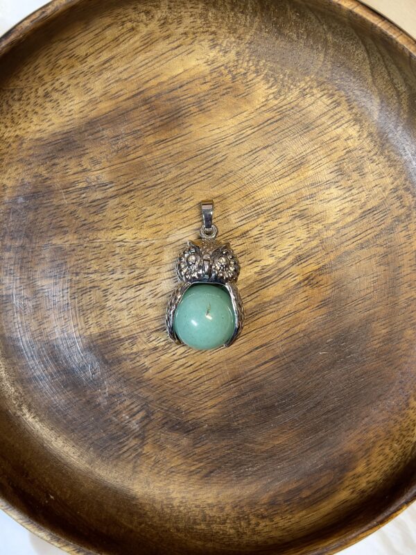 Green Aventurine Sphere Owl Pendant