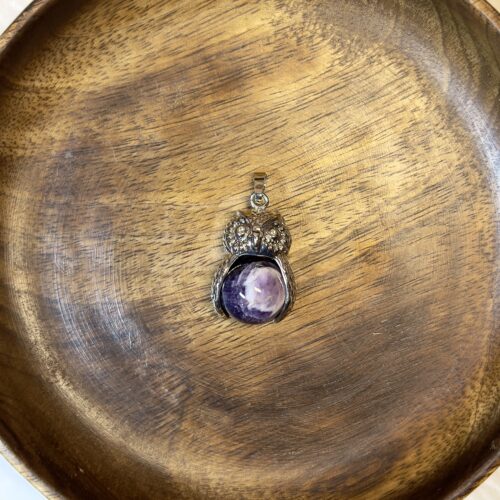Amethyst Sphere Owl Pendant