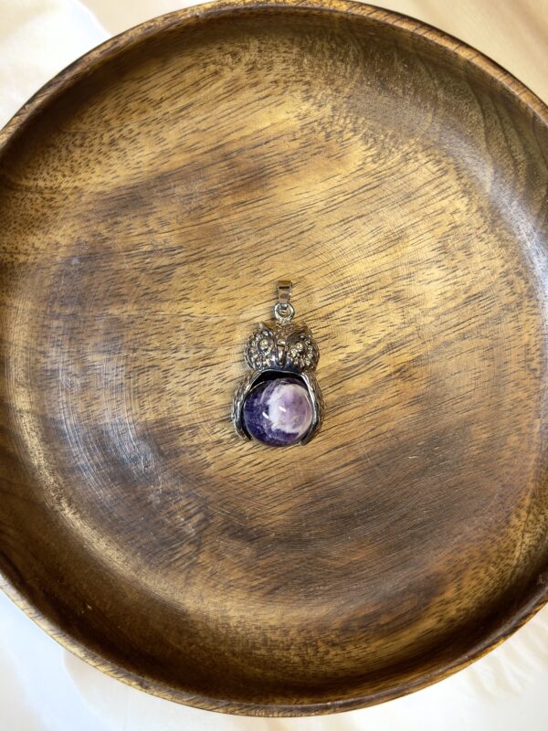 Amethyst Sphere Owl Pendant