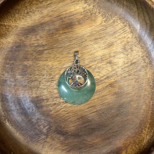 Green Aventurine Tree Of Life Moon Pendant