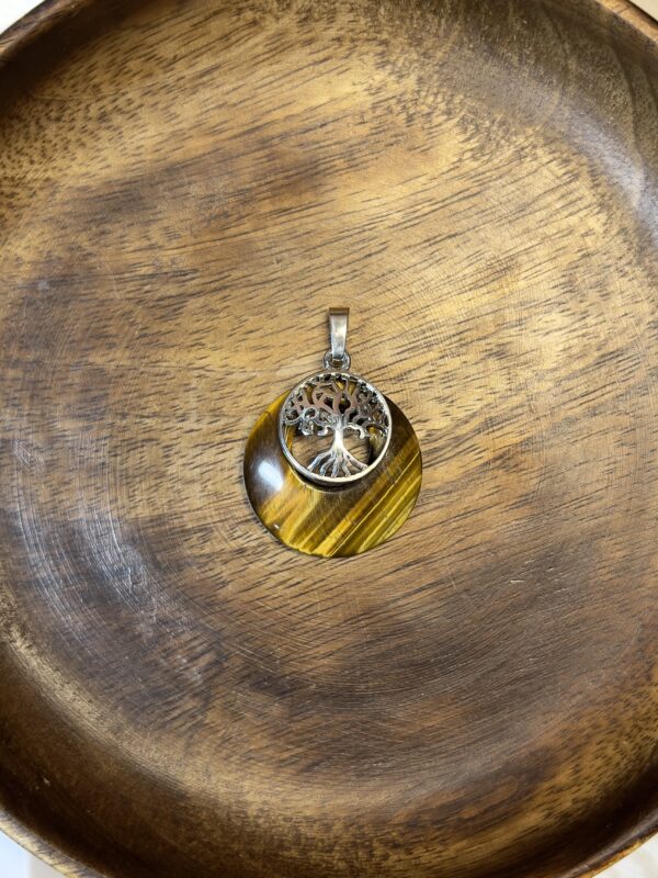 Tiger Eye Tree Of Life Moon Pendant