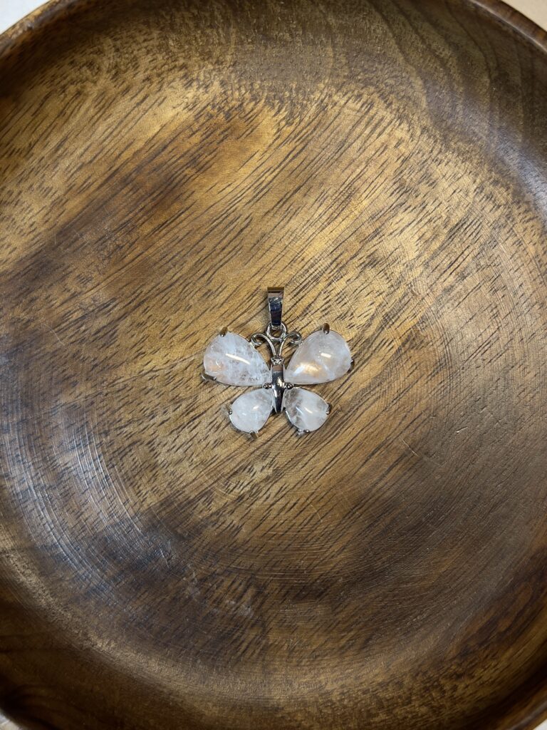 Clear Quartz Butterfly Pendant