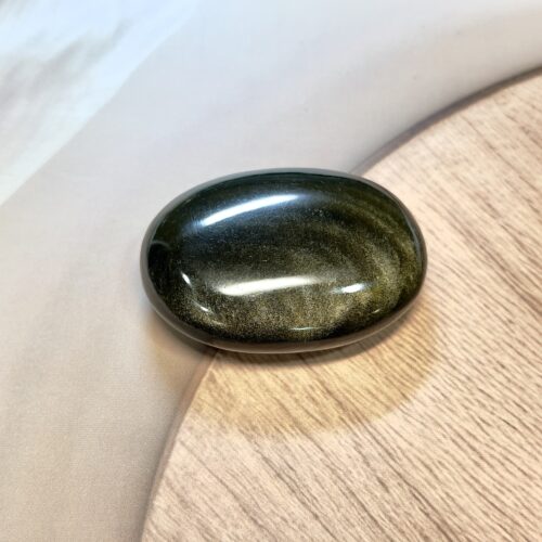 Golden-Sheen Obsidian Palm Stone 152 GM