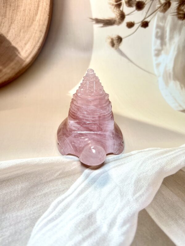 Rose Quartz Shree Yantra Tortoise 349 GM