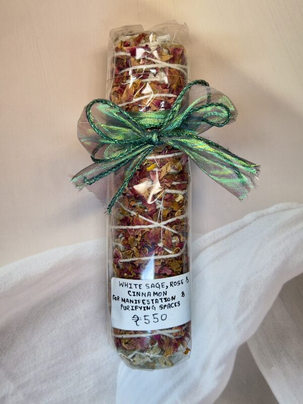 White Sage + Cinnamon + Rose Smudge Stick