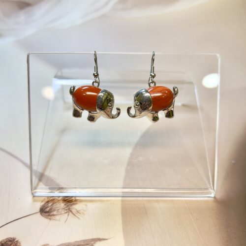 IMG_4459 Red Jasper Elephant Earrings (Pair)