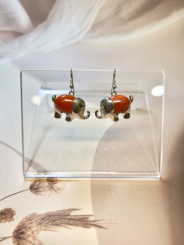 IMG_4459 Red Jasper Elephant Earrings (Pair)