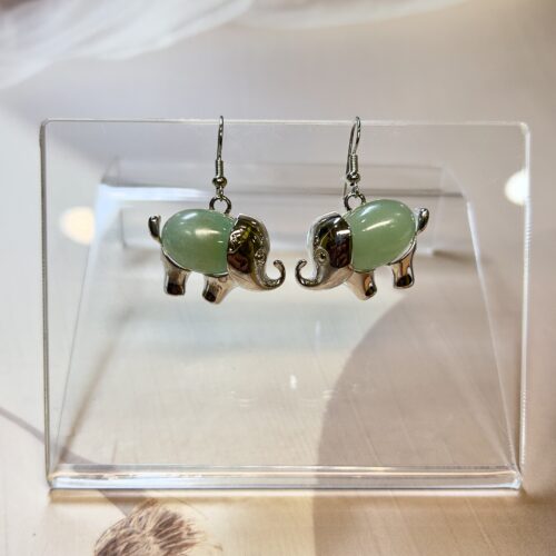 Green Aventurine Elephant Earrings (Pair)
