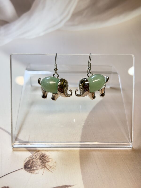 Green Aventurine Elephant Earrings (Pair)