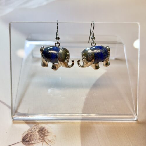 Lapis Lazuli Elephant Earrings (Pair)