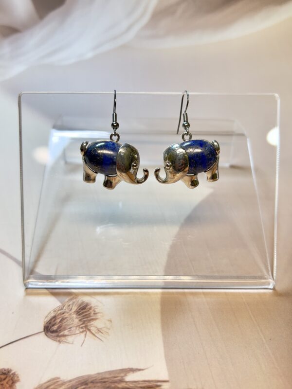 Lapis Lazuli Elephant Earrings (Pair)