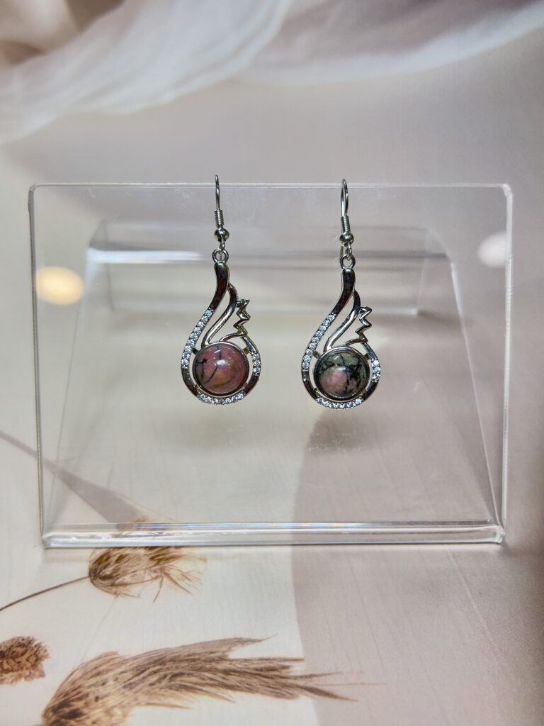 Rhodonite Drop Earrings (Pair)