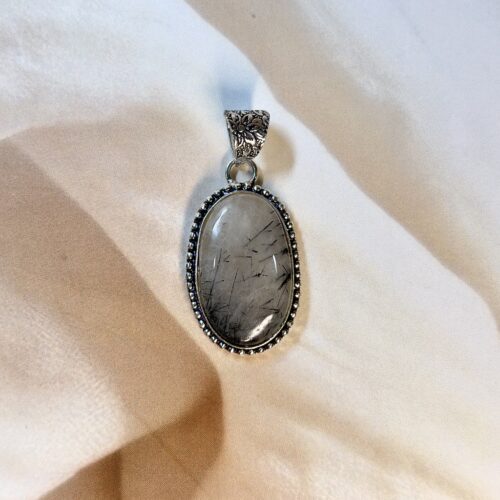 Black Rutilated Quartz Pendant | Striking Needle-Included Collector's Gem