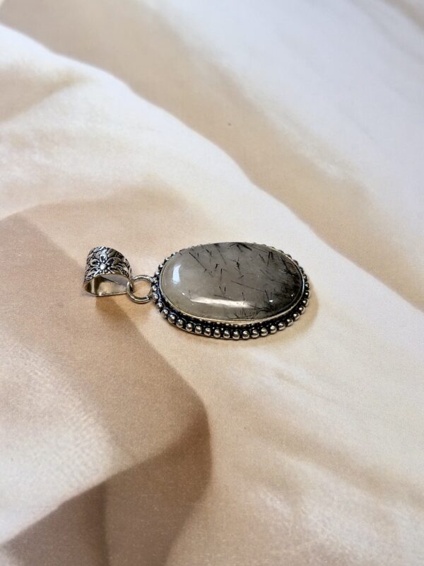 Black Rutilated Quartz Pendant | Striking Needle-Included Collector's Gem