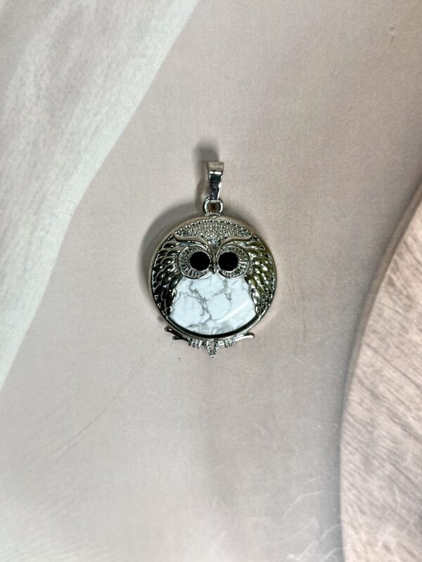 IMG_0453 Howlite Round Owl Pendant