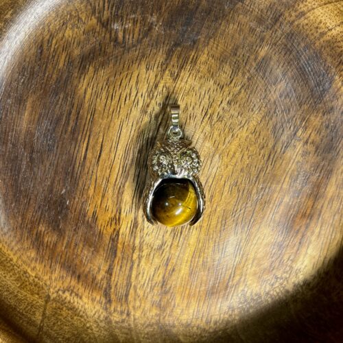 Tiger Eye Sphere Owl Pendant