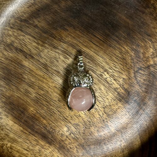 Rose Quartz Sphere Owl Pendant