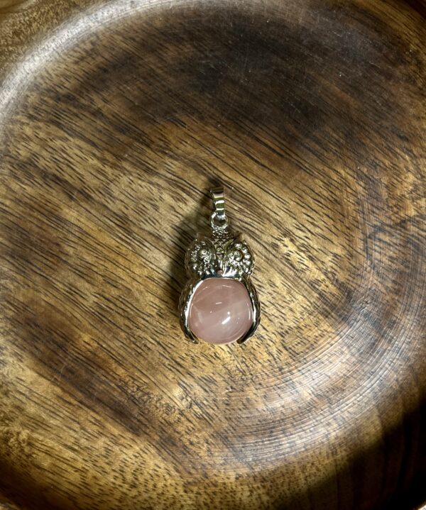 IMG_0457 Rose Quartz Sphere Owl Pendant