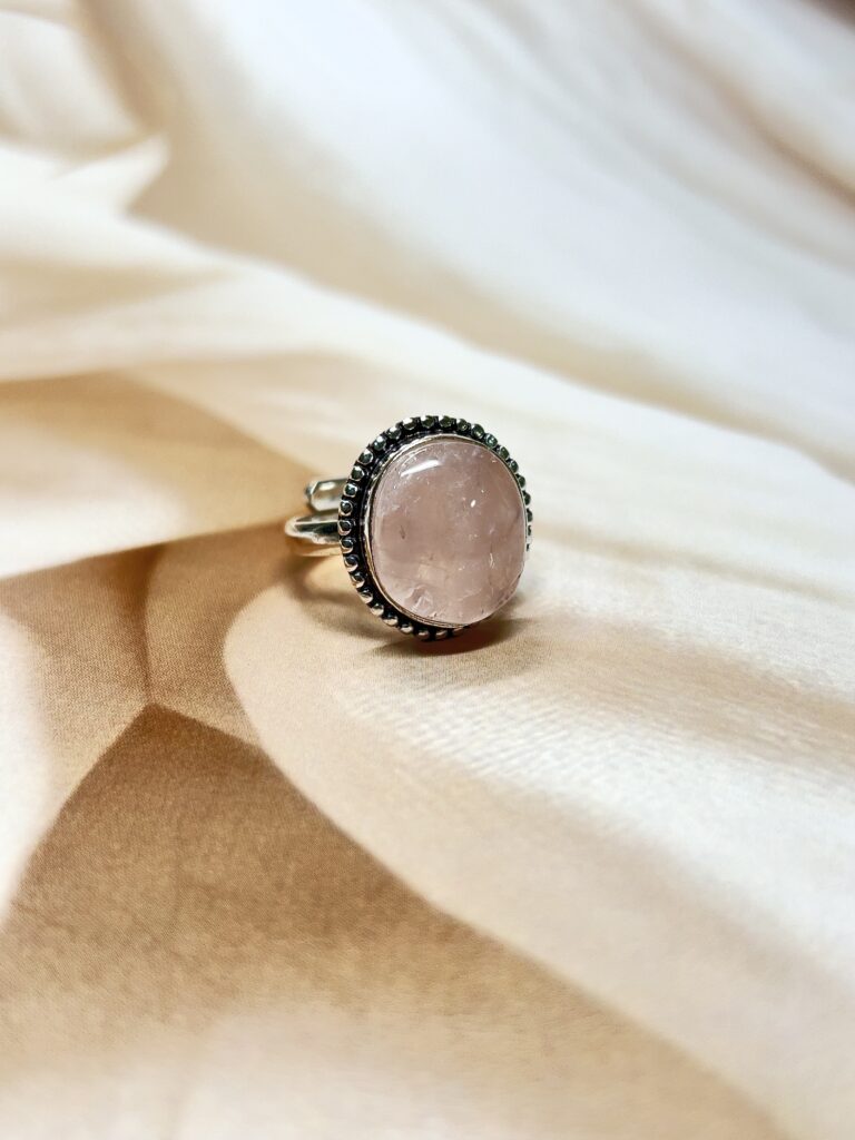 Round Rose Quartz Ring