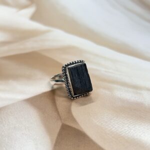 Rectangular Black Tourmaline Ring