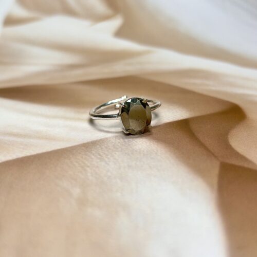 Faceted Oval Pyrite Ring