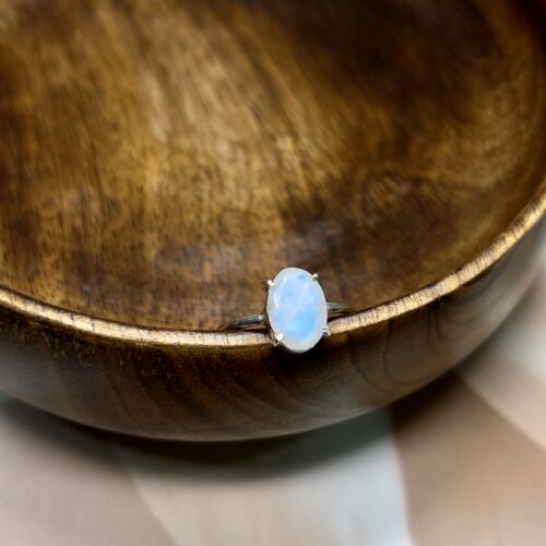 Faceted Rainbow Moonstone Ring