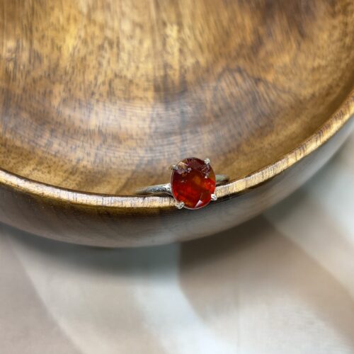 Vivid Red Hessonite Ring