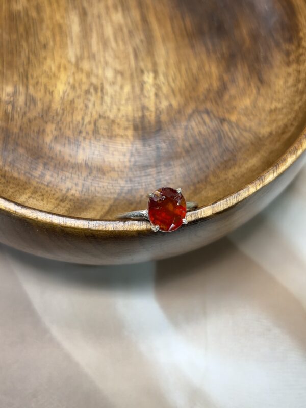 Vivid Red Hessonite Ring