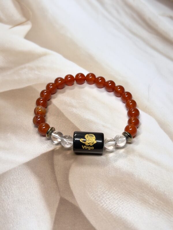 IMG_0845 Virgo Zodiac Bracelet 7.5 Inch | Carnelian + Clear Quartz