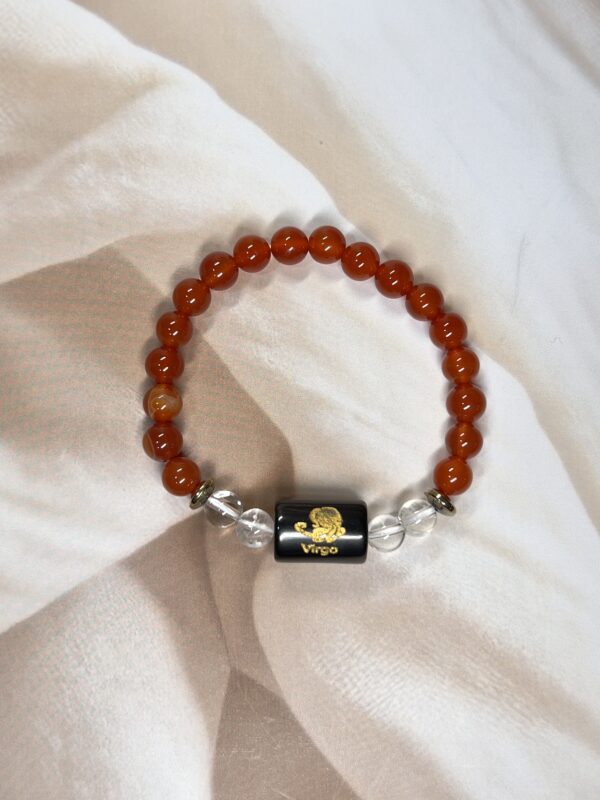 IMG_0846 Virgo Zodiac Bracelet 7.5 Inch | Carnelian + Clear Quartz