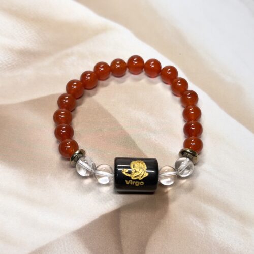 IMG_0848 Virgo Zodiac Bracelet 7 Inch | Carnelian + Clear Quartz