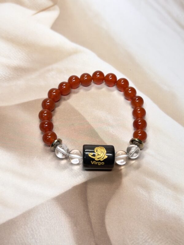 Virgo Zodiac Bracelet 7 Inch | Carnelian + Clear Quartz
