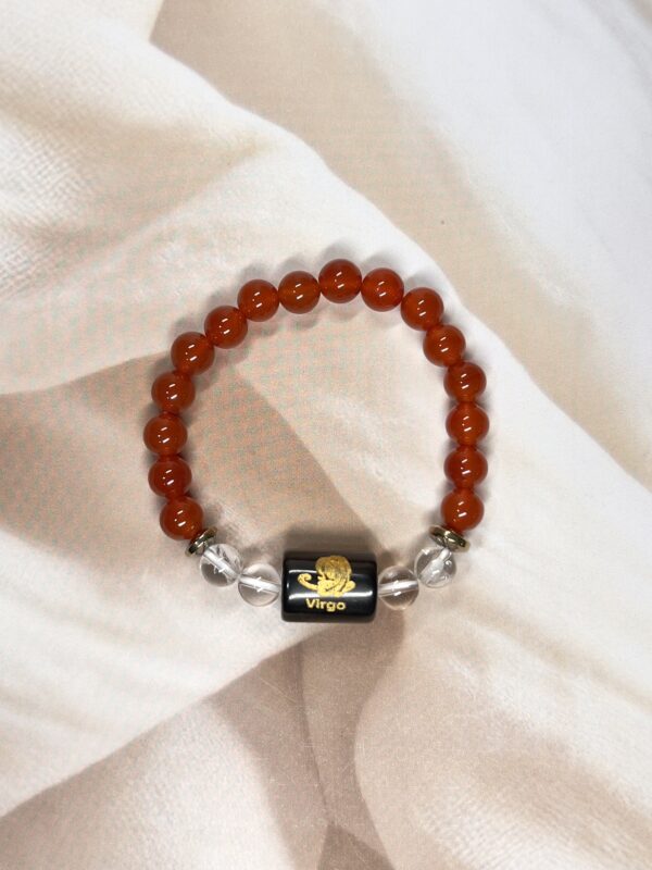 Virgo Zodiac Bracelet 7 Inch | Carnelian + Clear Quartz