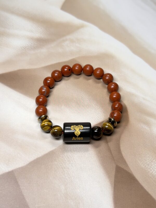 Aries Zodiac Bracelet 7 Inch | Red Jasper + Tiger Eye