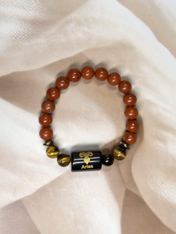 Aries Zodiac Bracelet 7 Inch | Red Jasper + Tiger Eye