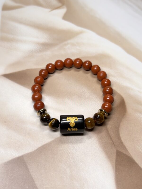 Aries Zodiac Bracelet 7.5 Inch | Red Jasper + Tiger Eye
