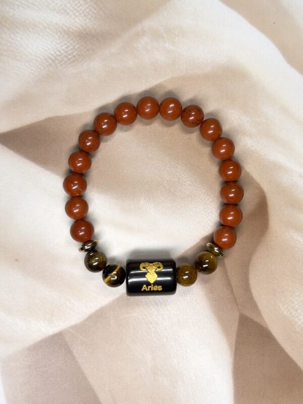 Aries Zodiac Bracelet 7.5 Inch | Red Jasper + Tiger Eye