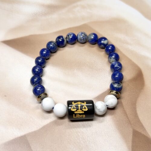 IMG_0880 Libra Zodiac Bracelet 7 Inch | Lapis Lazuli + Howlite