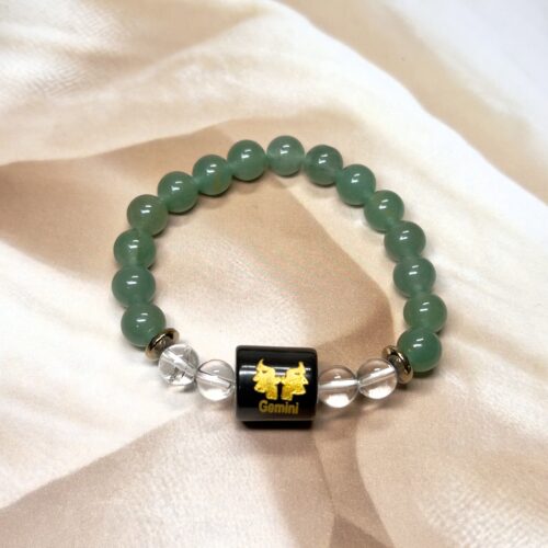 IMG_0883 Gemini Zodiac Bracelet 7 Inch | Green Aventurine + Clear Quartz