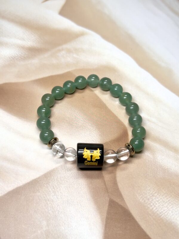 Gemini Zodiac Bracelet 7 Inch | Green Aventurine + Clear Quartz