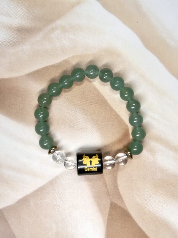 Gemini Zodiac Bracelet 7 Inch | Green Aventurine + Clear Quartz