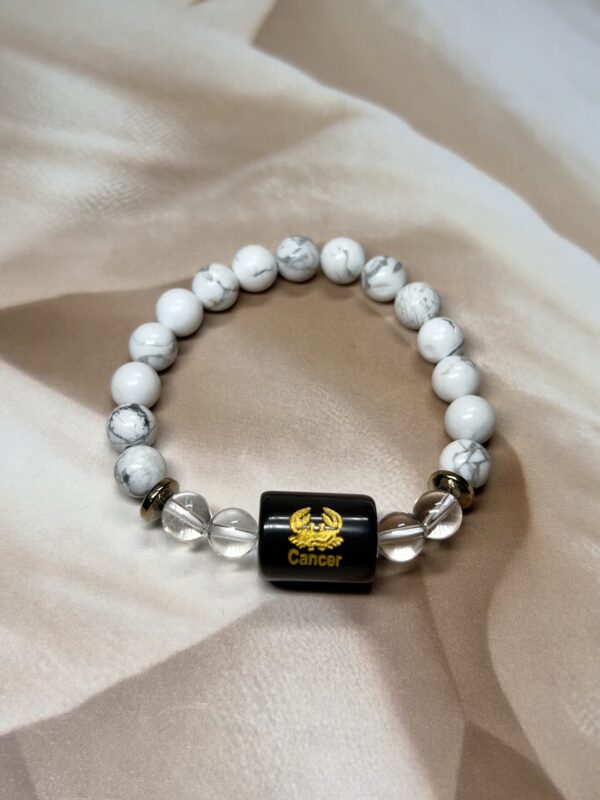 Cancer Zodiac Bracelet 7 Inch | Howlite + Clear Quartz