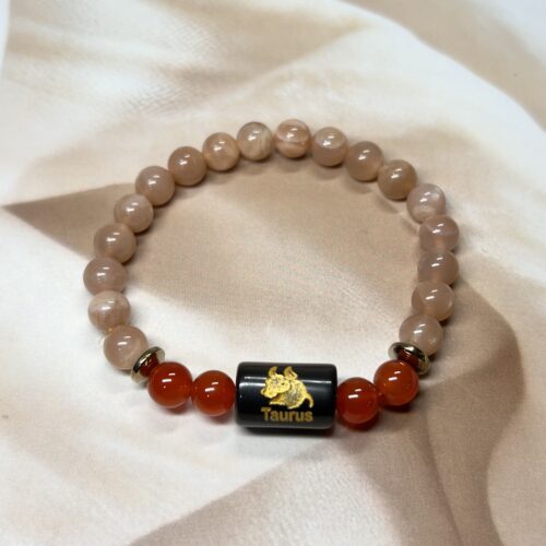 IMG_0907 Taurus Zodiac Bracelet 7.5 Inch | Sunstone + Carnelian