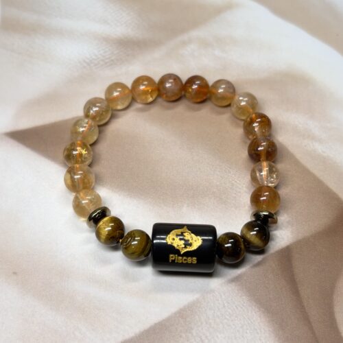 IMG_0910 Pisces Zodiac Bracelet 7 Inch | Citrine + Tiger Eye